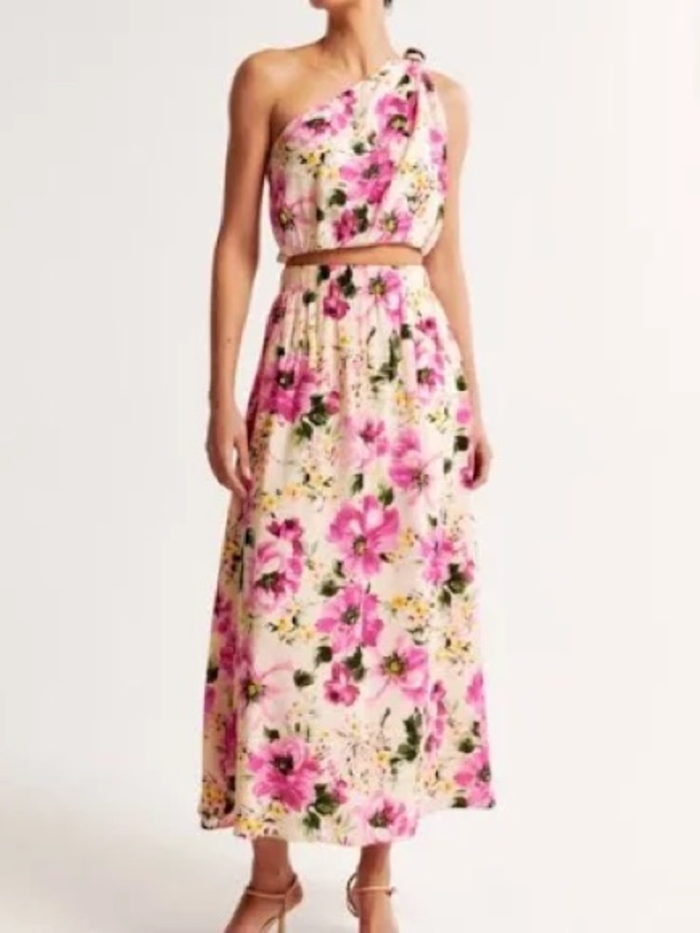 Floral Pink One-Shoulder Set